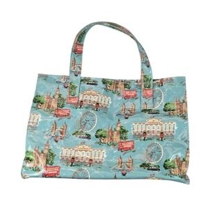 Cath Kidston Printed Oilcloth Blue Bag Tote London Scenery